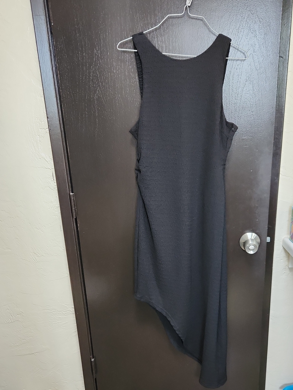 Sleek Black Asymmetrical Sleeveless Dress